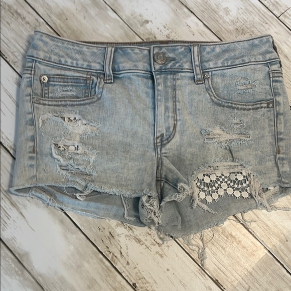American Eagle Outfitters Super Stretch Shortie Distressed Denim Women Shorts 6 - Picture 3 of 12